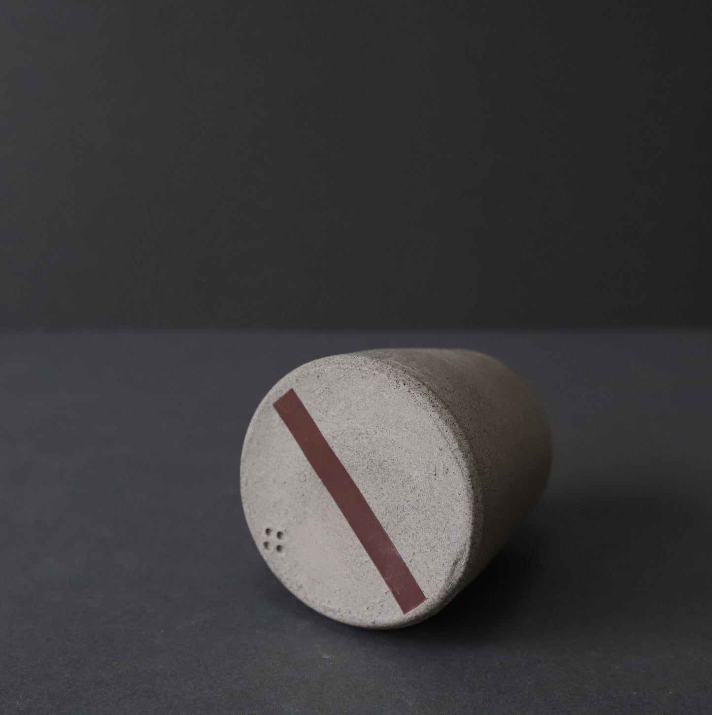 Match Pot with black geometric design