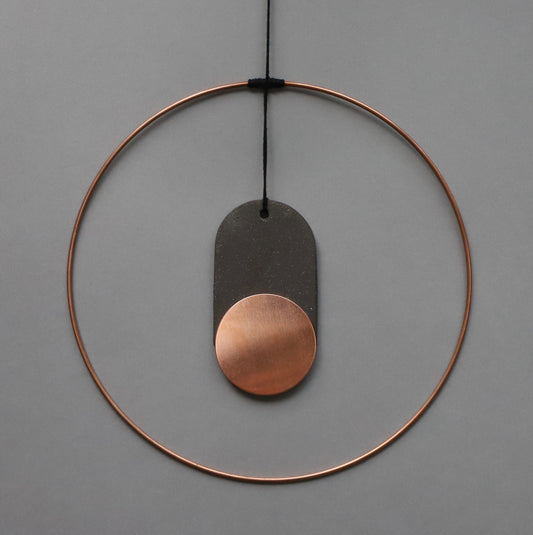 Copper & black stoneware wall hanging
